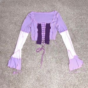 Purple Y2K Asymmetrical Crop Top